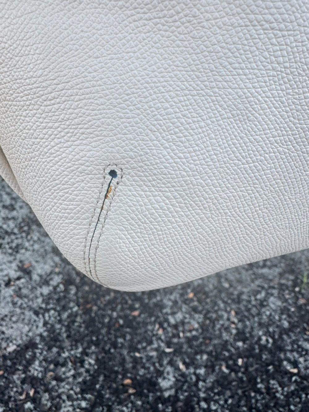 Coach Sample Perforated Leather Dome Satchel White Blue Trim Crossbody Bag - Picture 16 of 17